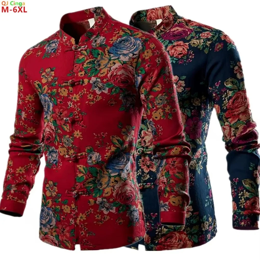 

Long Sleeve Hawaiian Shirts Men Fashion Shirt Floral Blouses Beach Blouse Men's Clothing Turn over Collar Fashion Casual Tops