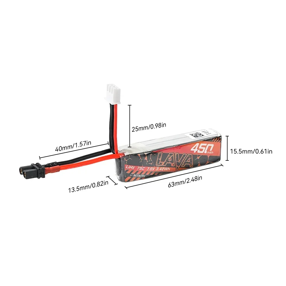 Bateria BETAFPV LAVA 2S/3S/4S 450mAh 75C (2szt)