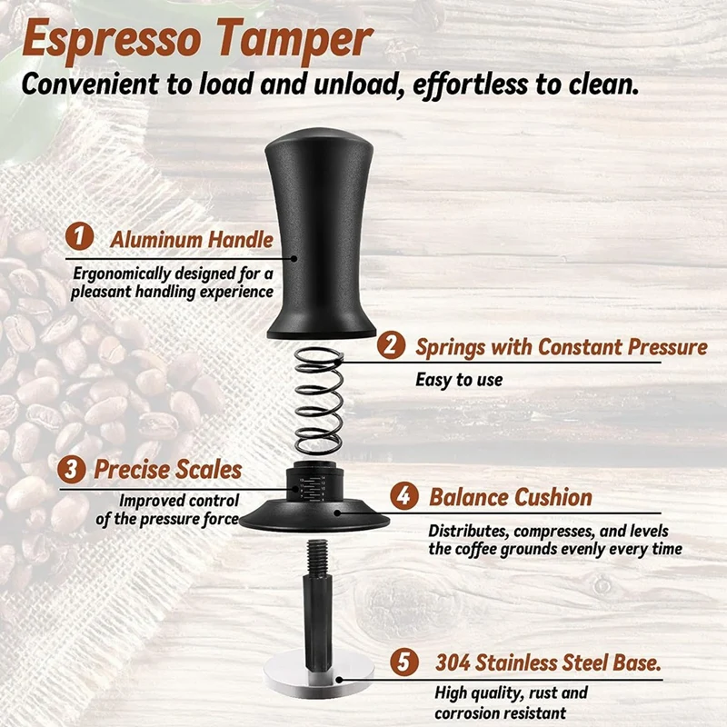 Tamper per caffè Espresso 51mm con strumento WDT calibrato caricato a molla, con tappetino in Silicone, per macchina per caffè Espresso
