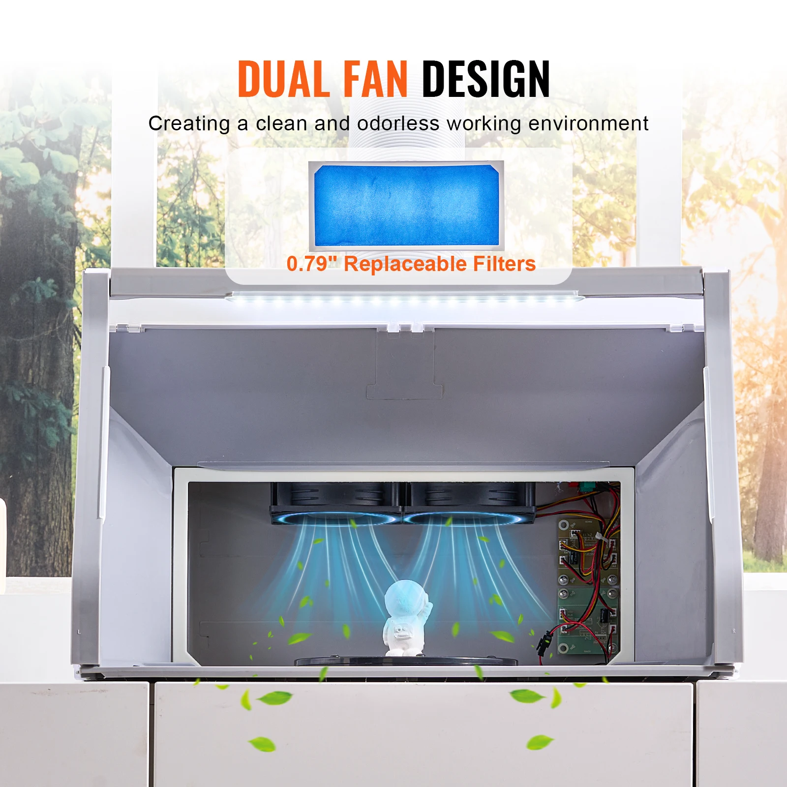 VEVOR Airbrush Spray Booth Dual-Fans Portable Hobby Airbrush Paint Spray Booth Kit with LED Lights and Exhaust Extension Hose