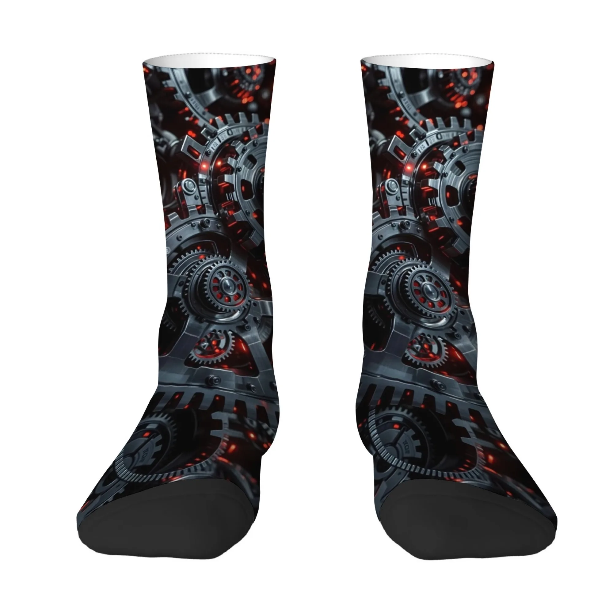 Industrial Machinery Wind Gear Theme Men's Socks Retro Trend Casual Socks Non-slip Breathable Travel Sports Socks Party Gifts