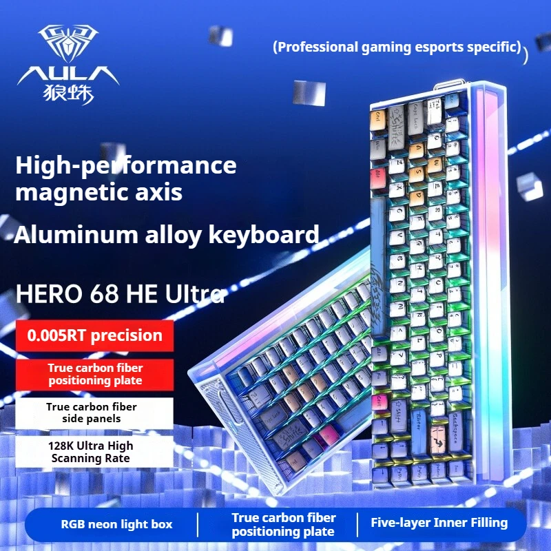 

Aula HERO 68HE Ultra Pro Mechanical Keyboard RGB Backlight Hot Swap Game Keyboard with Metal Alloy for PC Custom Gift for Gamers