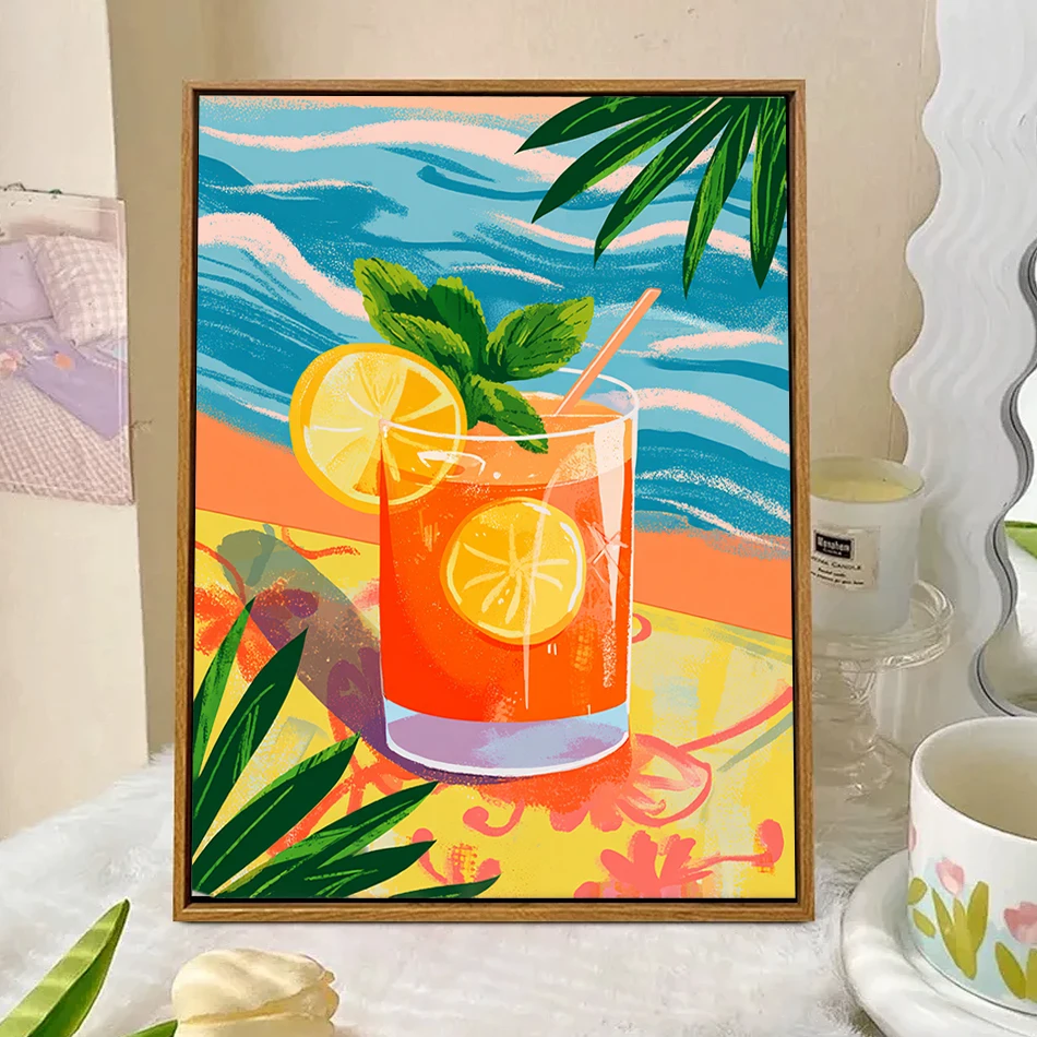 

SDOYUNO Diy Oil Painting By Numbers Glass Drinks Restaurant Living Room Decorative Painting Crafts Supplies Adults Paint Kit Set