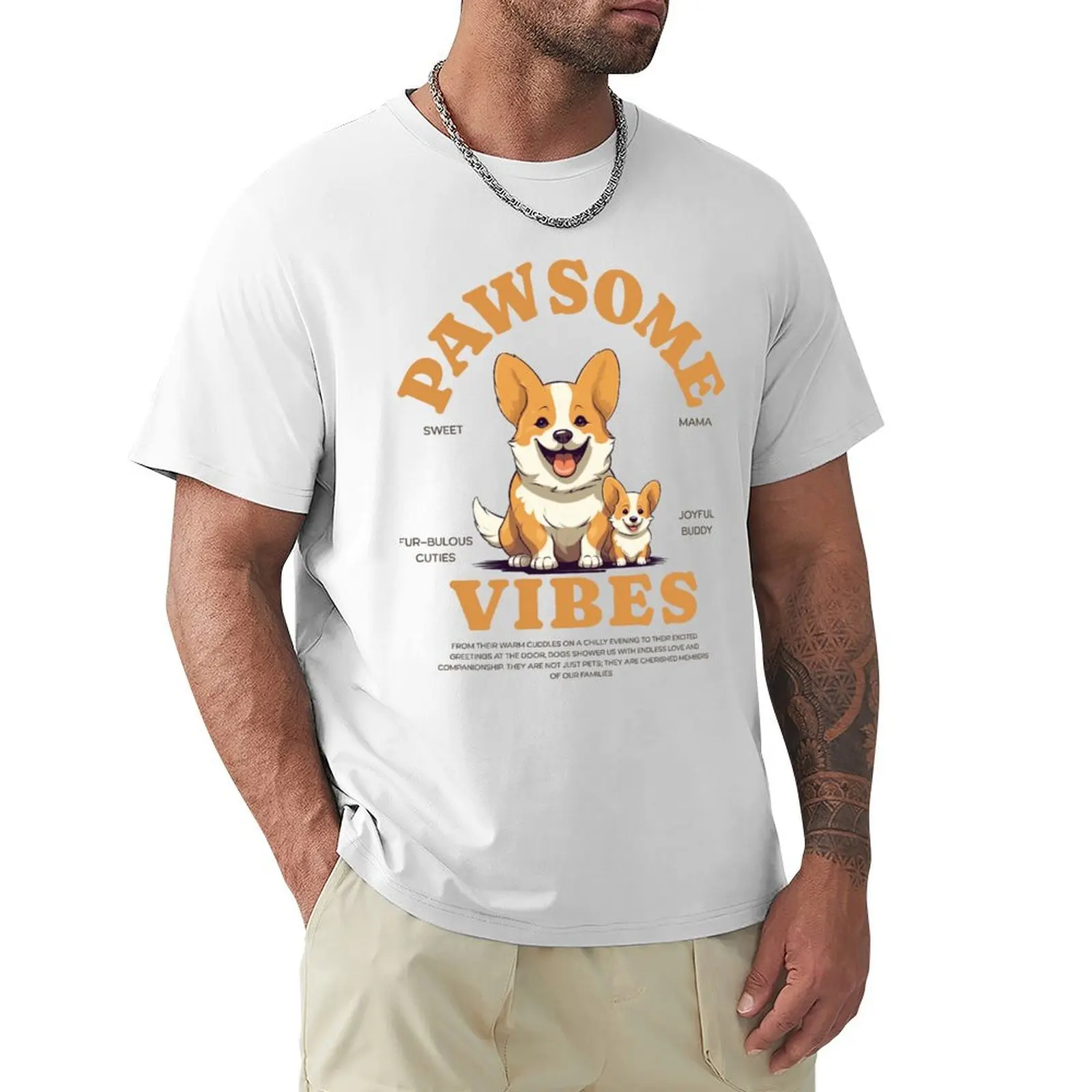 Pawsome Vibes For Dog Lovers Dog Dad Dog Mom - Cute T-shirt tees for a boy kawaii clothes plus size tops Men's t-shirt