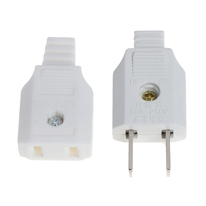 US 2 Flat Pin AC Electric Power Male Plug Female Socket Outlet Adapter Wire