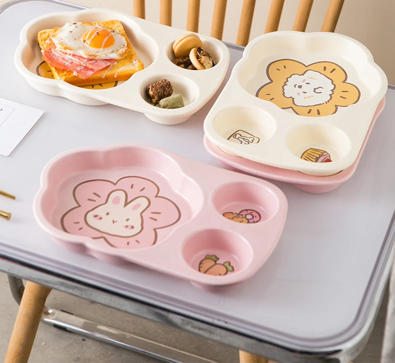 Advanced Kindergarten Girl Baby Ceramic Dining Plate Children's Split Fast Food Plate 211 Fat Reducing and Fatty Adults Only