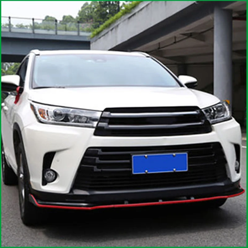 

Car Styling For Toyota Highlander Kluger 2017-2019 Front Bumper Lip Styling Trim Strip Auto Accessory - Diffuser Protector Cover