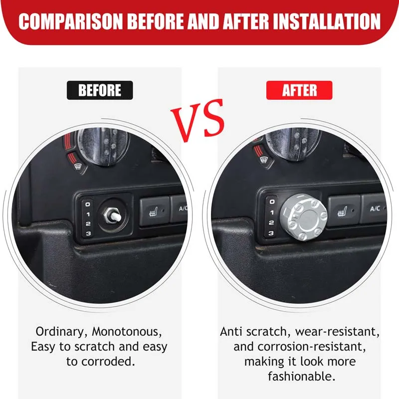 سبائك الألومنيوم الفضة لاند روفر المدافع 90 110 2004-2018 سيارة العلوي ارتفاع تعديل المقبض غطاء ملصق الملحقات