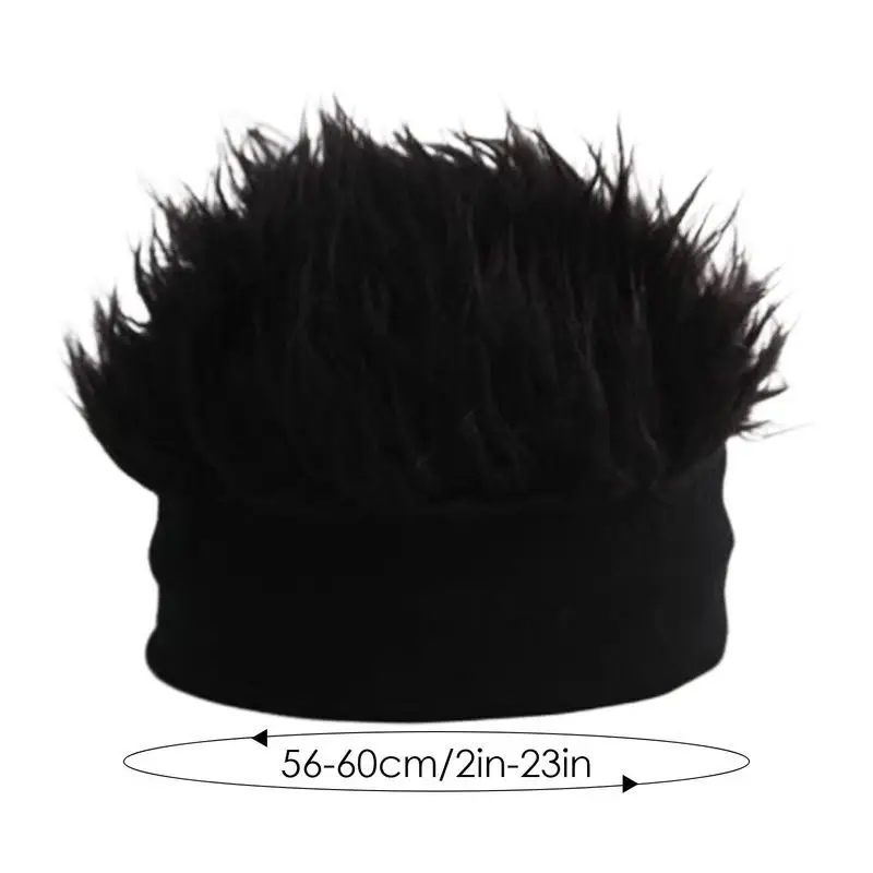 Wig Hats For Men Knitted Spiked Hairs Hip Hop Hat With Fleece Lining Short Hair Funny Wig Hats For Indoor & Outdoor