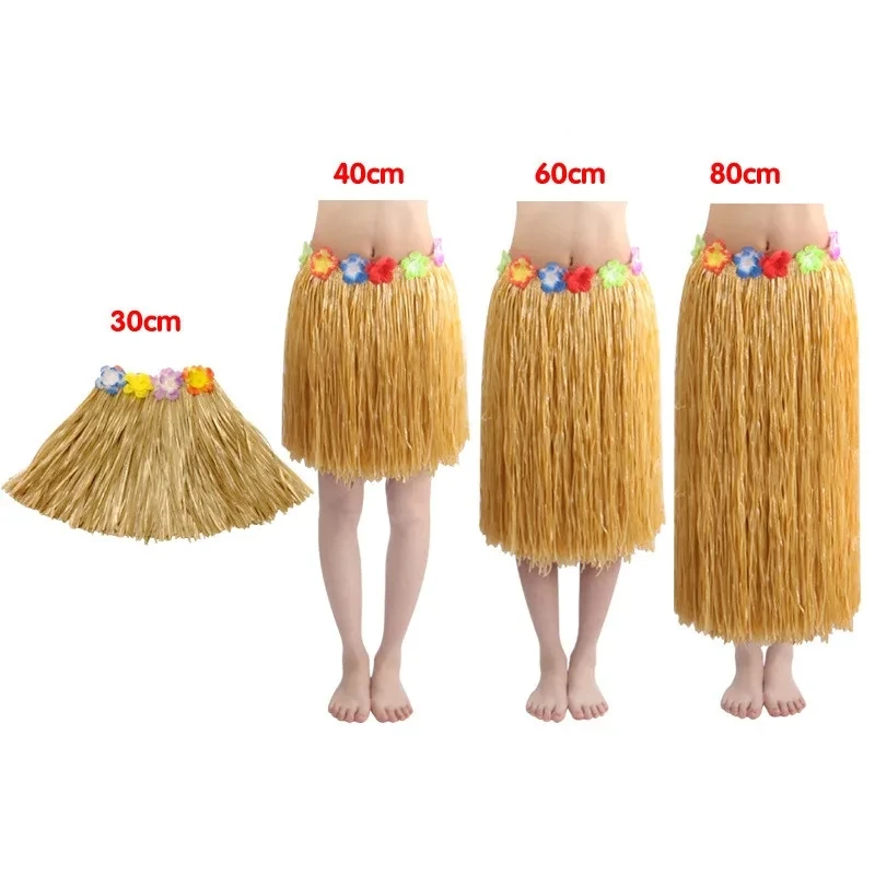 Straw Skirt 30/40/60/80CM double Thicken Layer Children and Adults Hawaiian Straw Skirt Costume Performance Party Costume