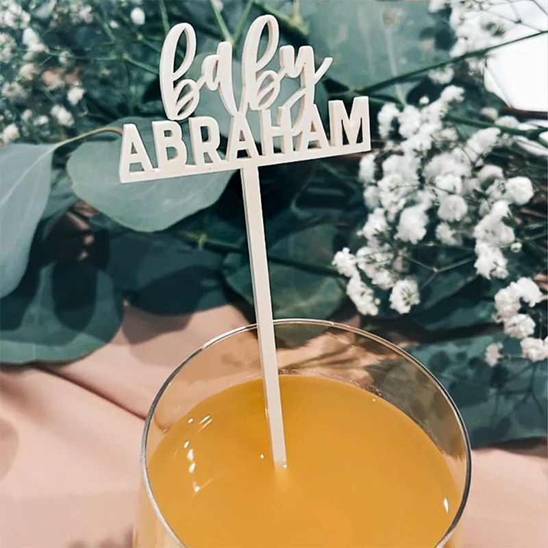 

12Pcs Personalized Baby Name Drink Stirring Sticks Cocktail Stirring Sticks Gender Reveal Baby Shower Party Stirring Sticks