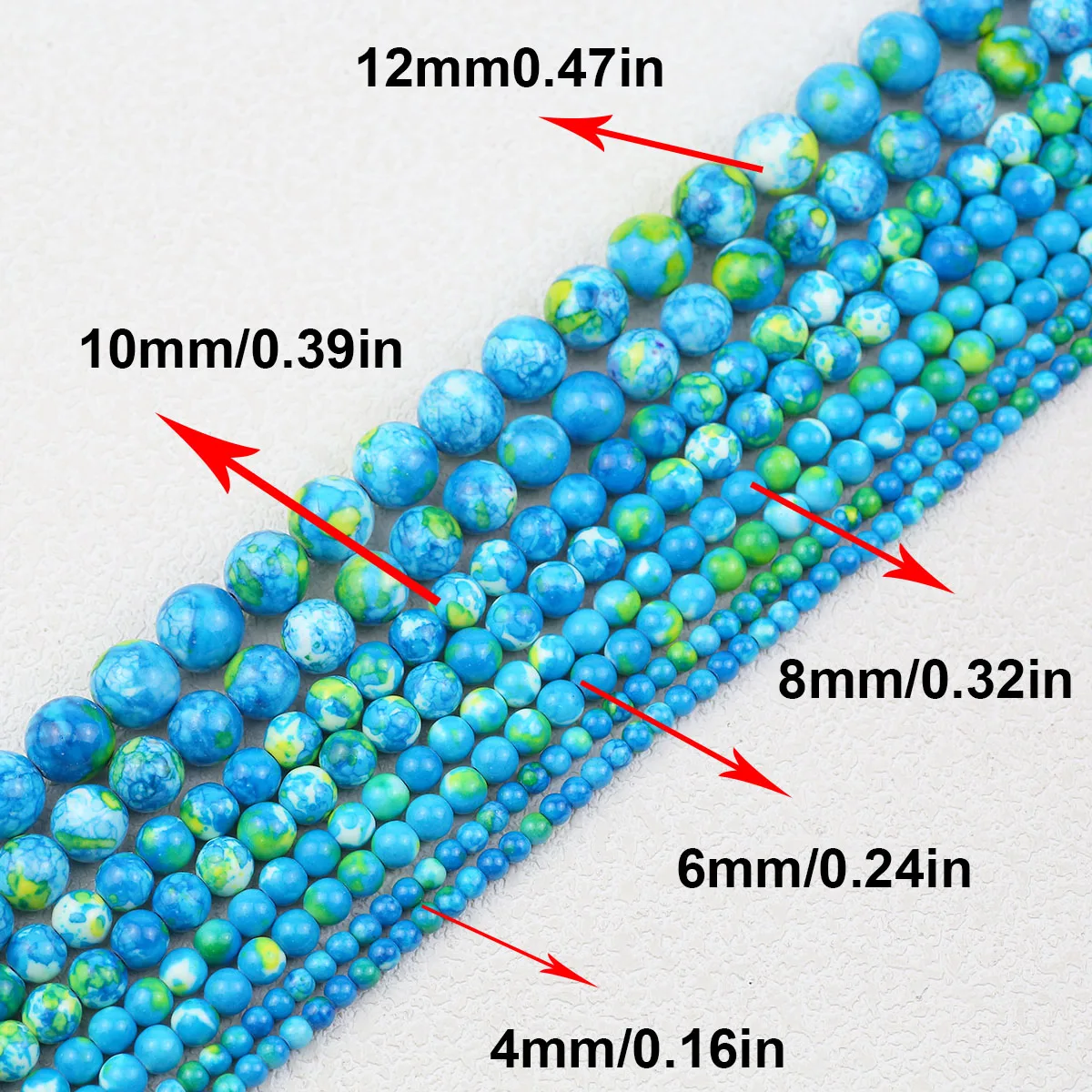 4/6/8/10/12mm Round Multicolor Synthetic Raindrops Stone Malachite Loose Beads for Jewelry Making DIY Ladies Bracelet Accessorie