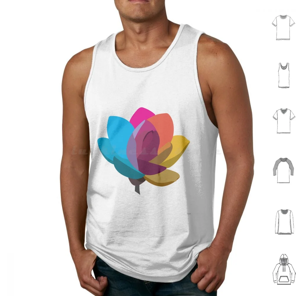 Multicolored Flower Tank Tops Vest Sleeveless Multi Color Multi Color Multicolored Cymk Cyan Yellow Magenta Black Blue Red