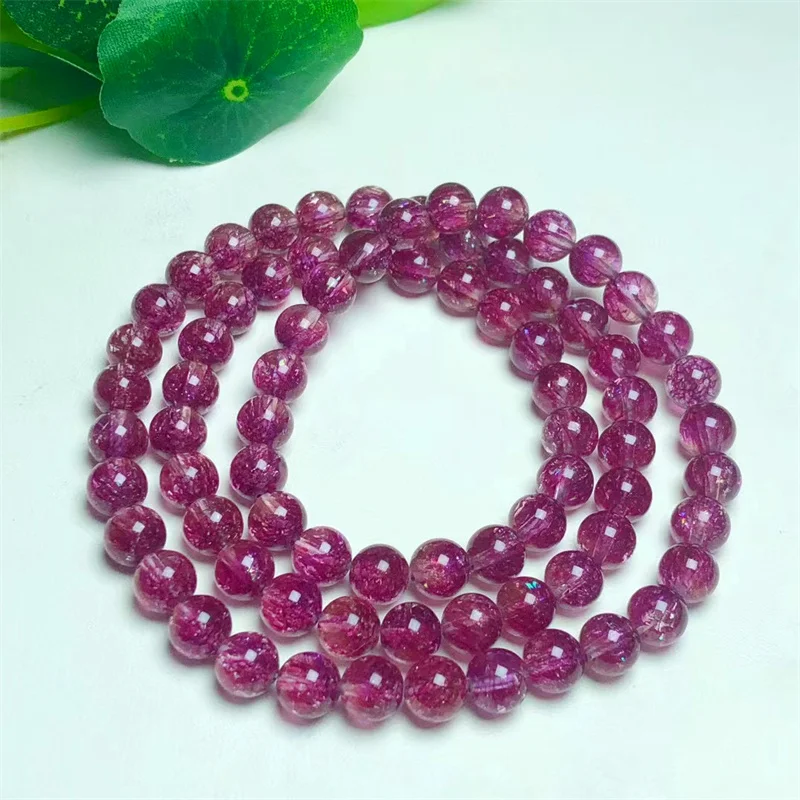 Imagem -03 - Super Seven Quartz Triplo Círculo Pulseira Jóias de Cristal Artesanal Pulseira Esticada Cobre Roxo Natural Presente de Aniversário das Crianças