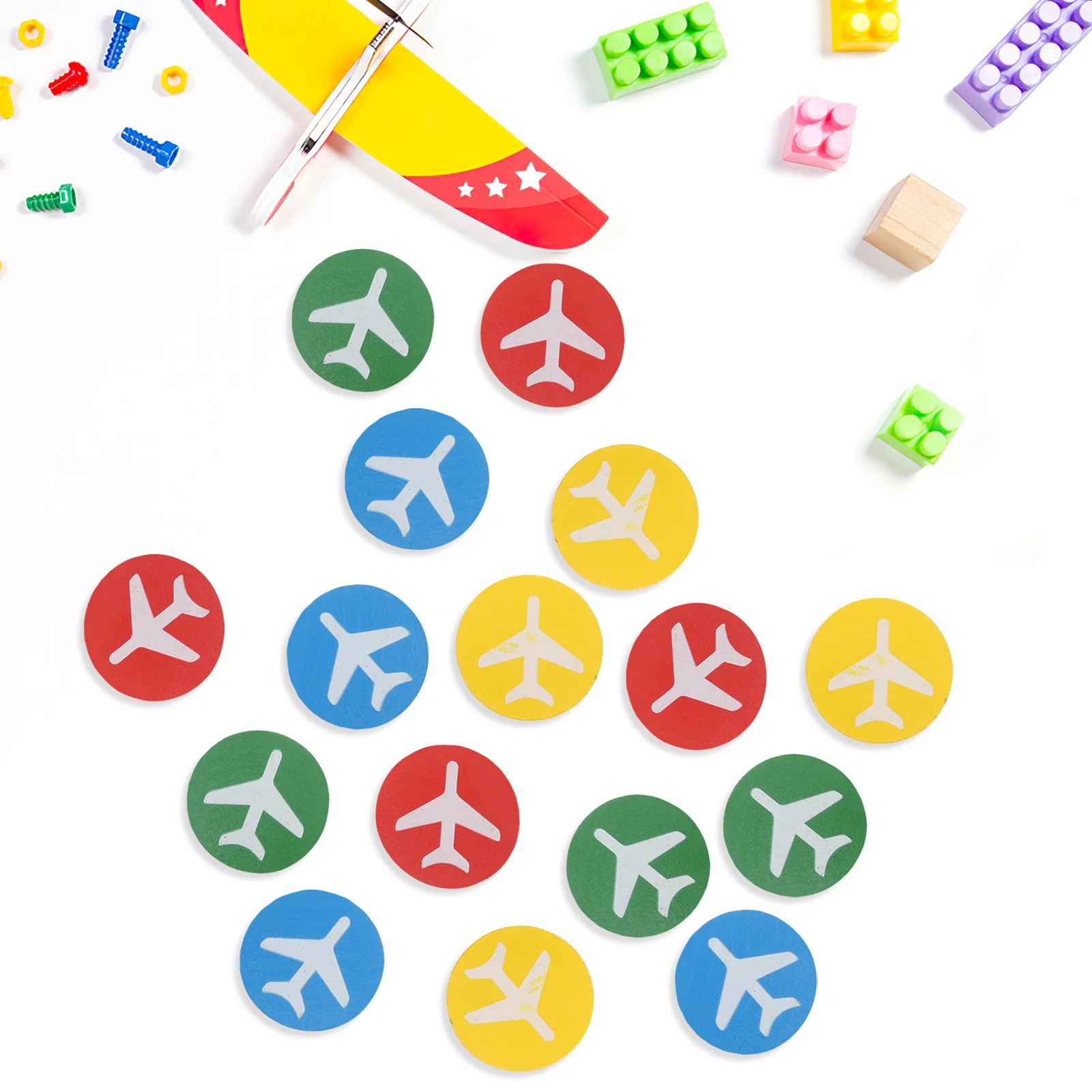 

16pcs Wooden Chess Pieces Only Flying Chess Airplane Flight Board Mat Play Rug Family Party Home School