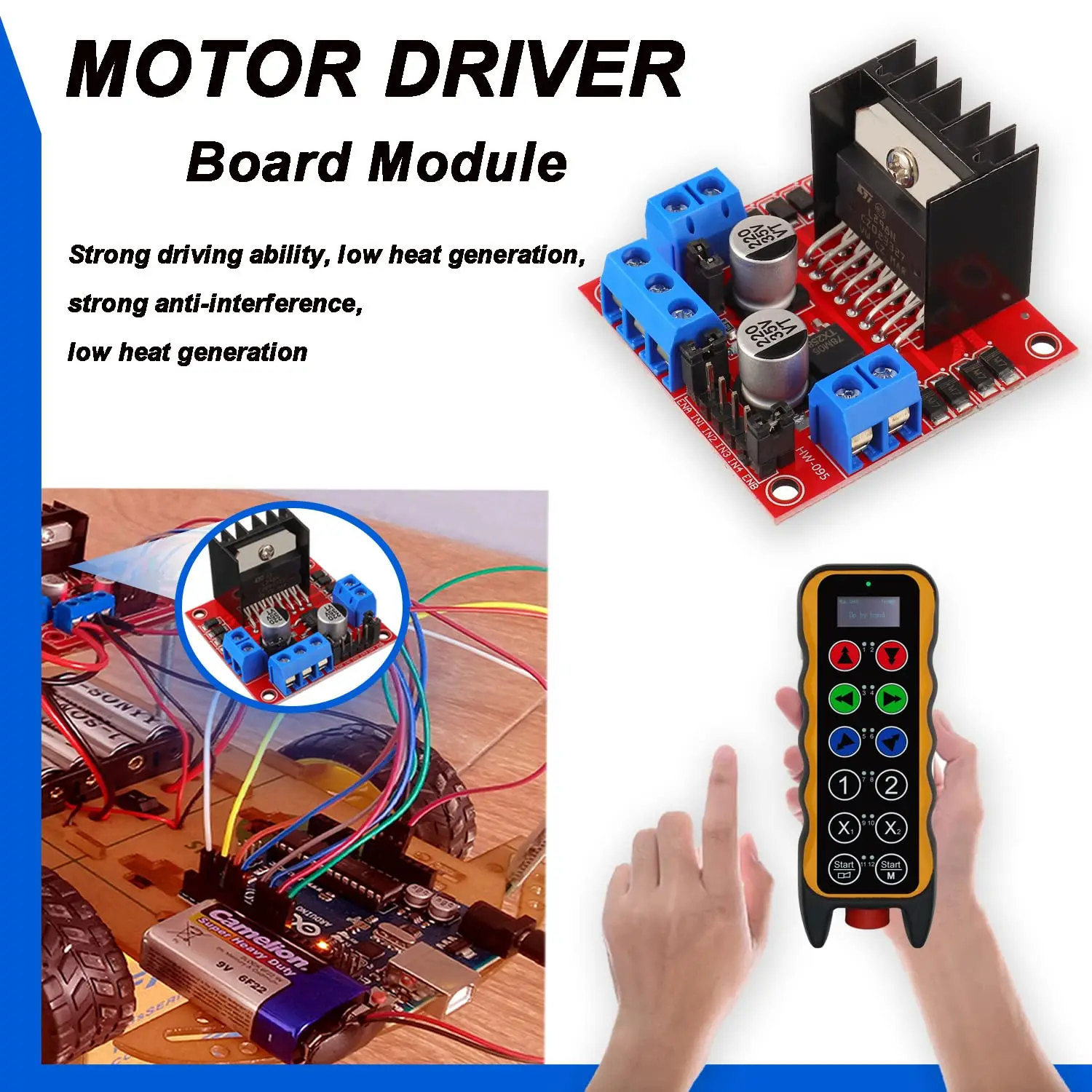 L298N Motor Drive Controller Board DC Dual H-Bridge Robot Stepper Motor Control and Drives Module for Arduino Smart Car Power