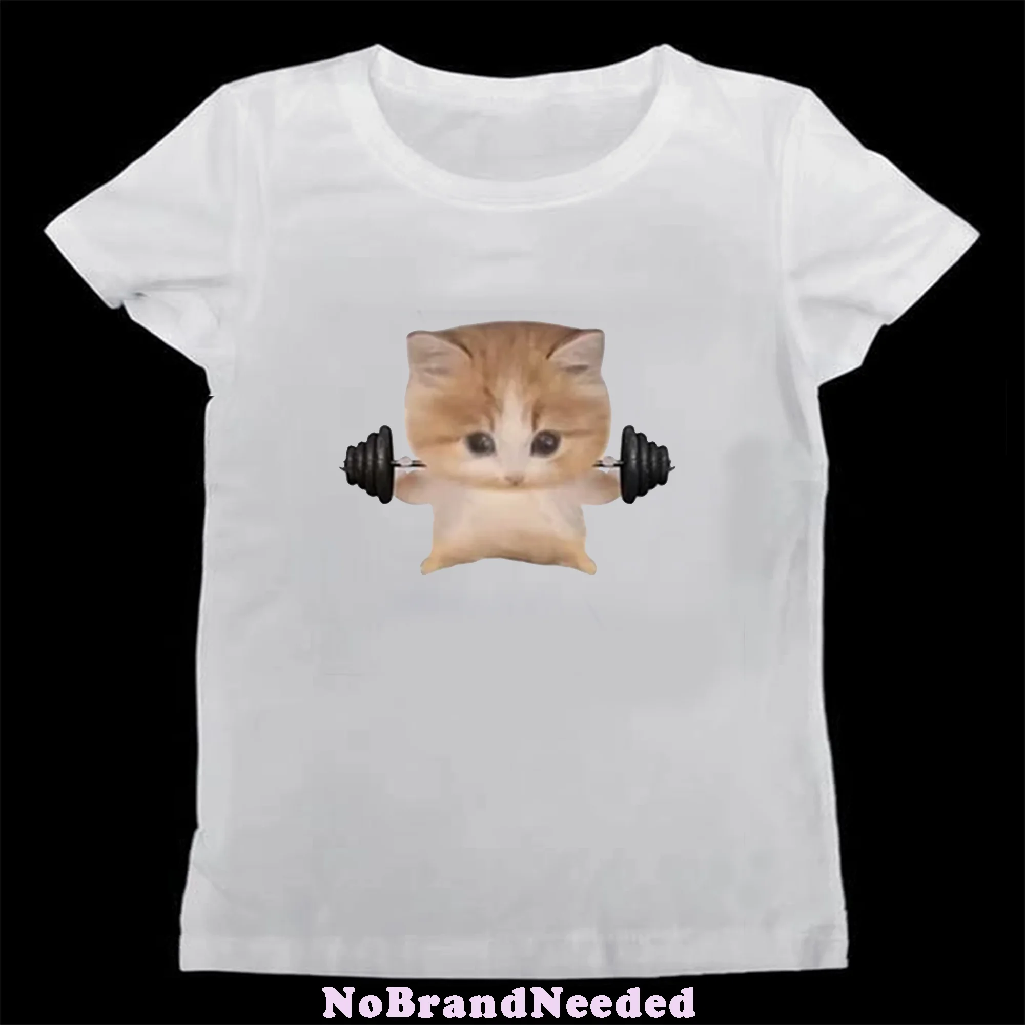 Fashion Street Cat - Kaos Cetak Kucing Angkat Berat, Kaos