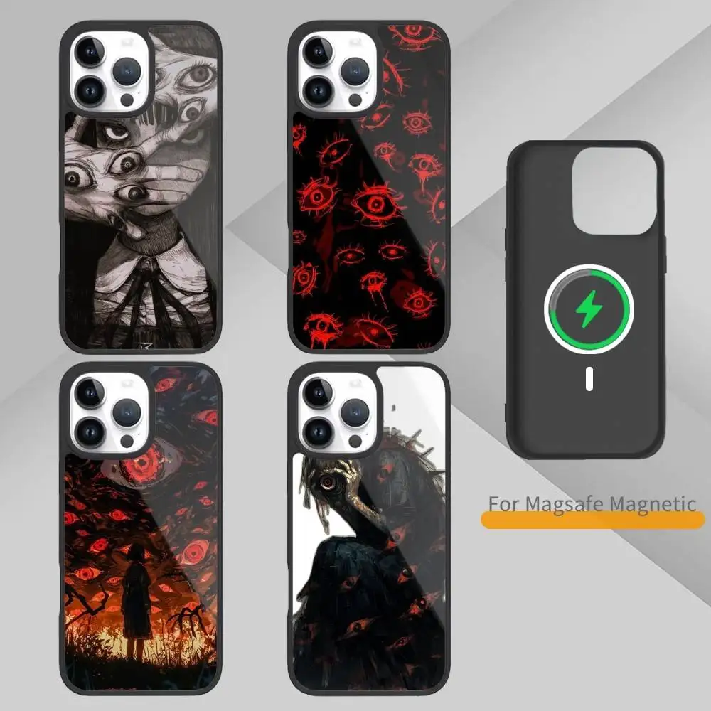 

Horror Anime Art -Eyes Phone Case For iPhone17,16,15,14,13,12,11 Plus,Pro Max Magnetic For Magsafe Wireless Charging