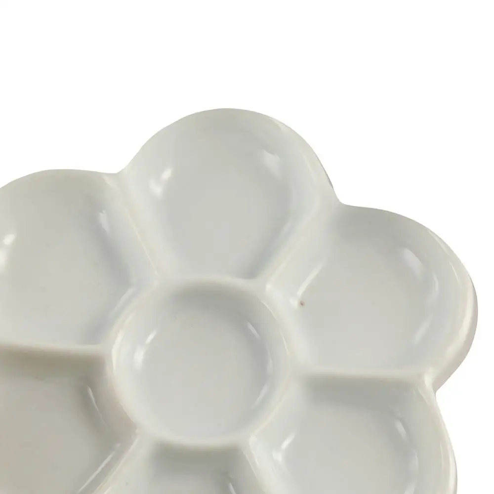 6/7/8/9 شبكات لوحة طلاء السيراميك المحمولة الأبيض الخزف لوحة زهرة على شكل قابلة لإعادة الاستخدام خلط علبة ألوان اللوحة