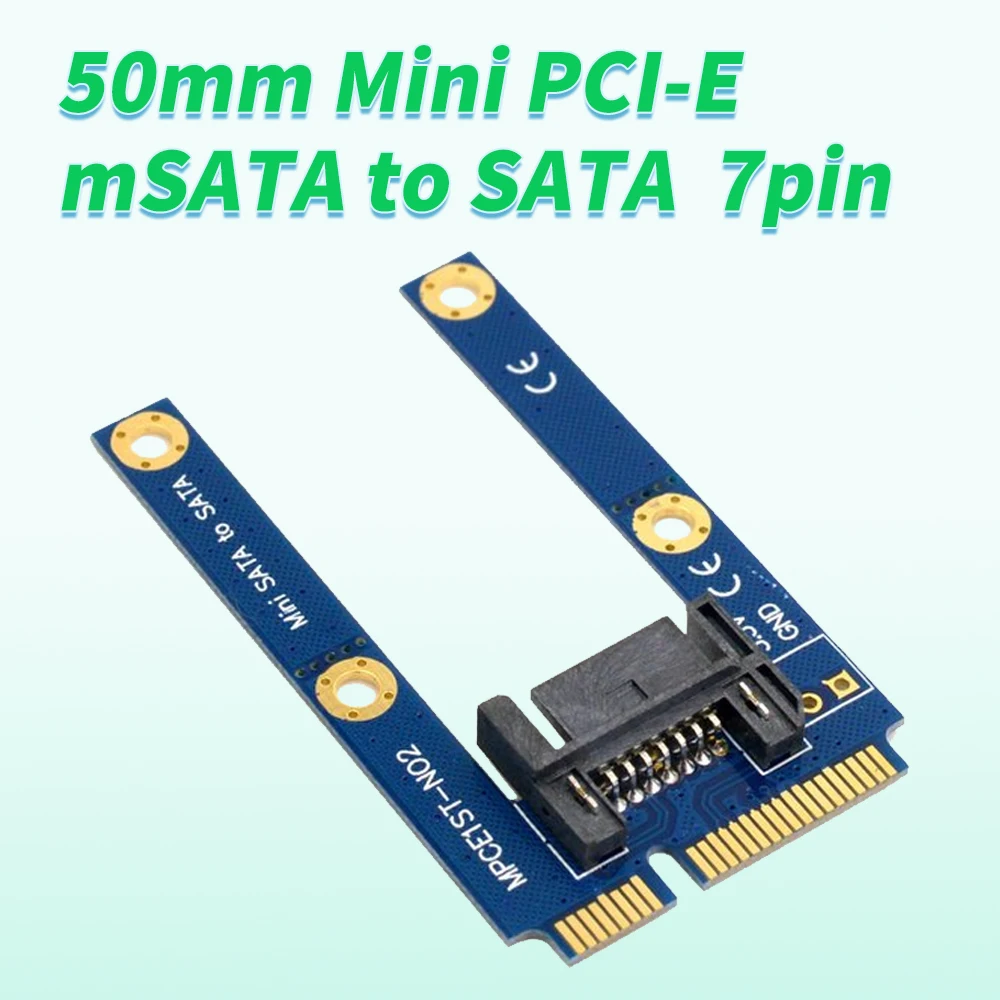 50mm Mini pcie PCI-E pci express pci-express mSATA SSD to Flat SATA 7pin Hard Disk Drive PCBA Extension Adapter Adaptor