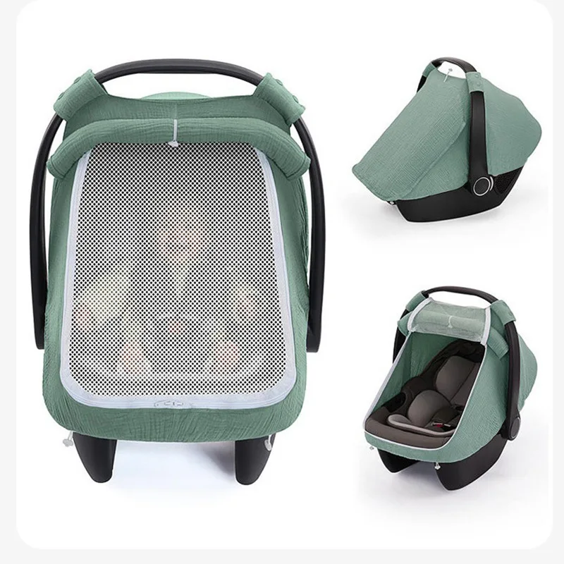 Summer Baby Car Seat Cover for Boys Girls with Breathable Window Lightweight Infant Car Seat Canopy Car Seat Covers for Babies 6