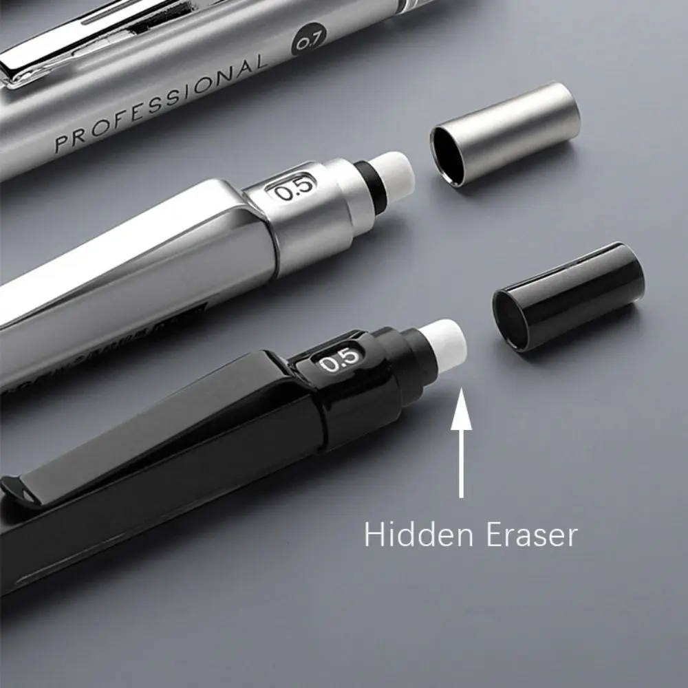 0.3/0.5/0.7/0.9/2.0Mm Kunsttekening Automatische Potloden Laag Zwaartepunt Intrekbare Penpunt Metalen Mechanische Schets Potlood