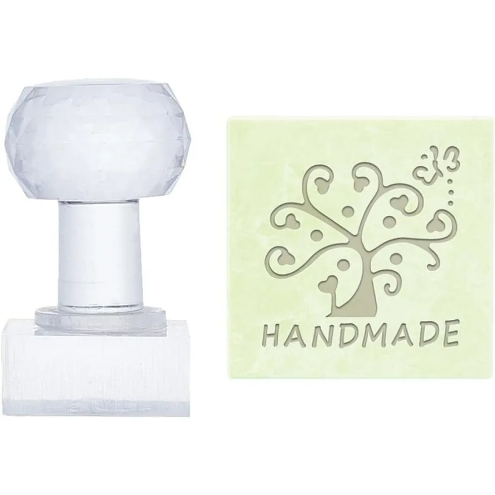 

Handmade Acrylic Stamp with Handle - Flower Tree Soap Embossing Stamp for Handmade Soap Cookie Clay Projects