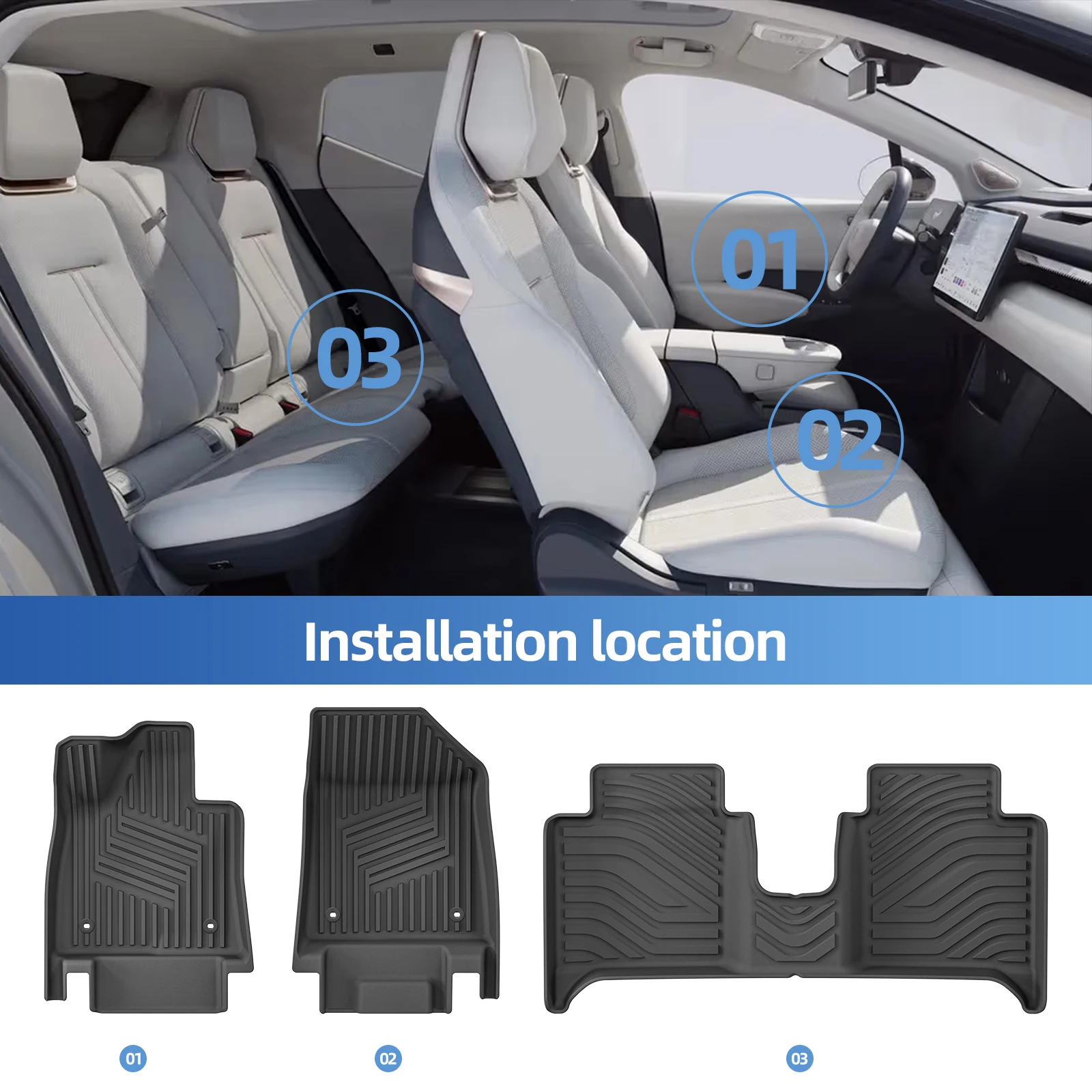 LUCKEASY Left Drive for ZEEKR X 5Seater 2023-2026 TPE Car All-Weather Floor Mats Foot Trunk Pad Cargo Liner Accessories Black