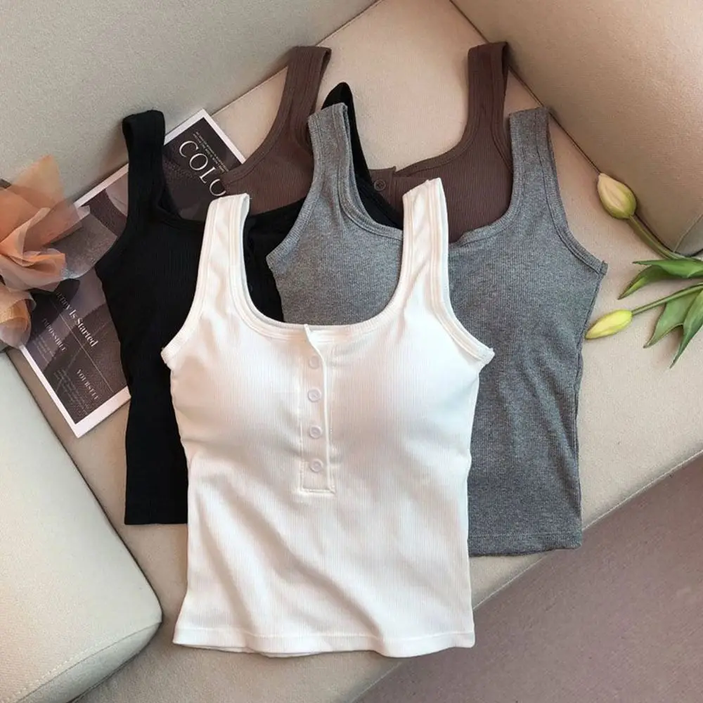 Casual U Neck Summer Tank Tops Sleeveless Slim Fitted Tops Underwear Camisoles Vest Corset for Women