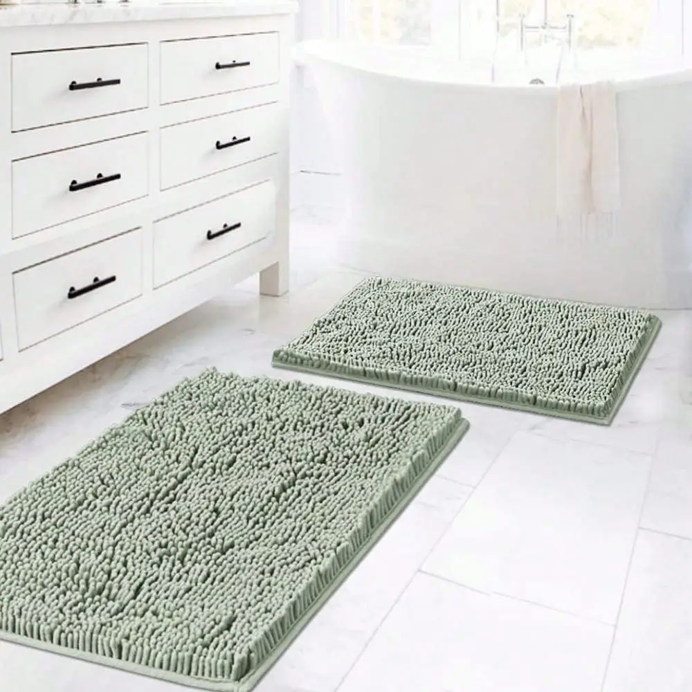 

Ultra Thick Soft Chenille Bath Rugs Set, Non Slip Bathroom Floor Mats, Plush Microfiber Door Mats For Kitchen & Bathroom