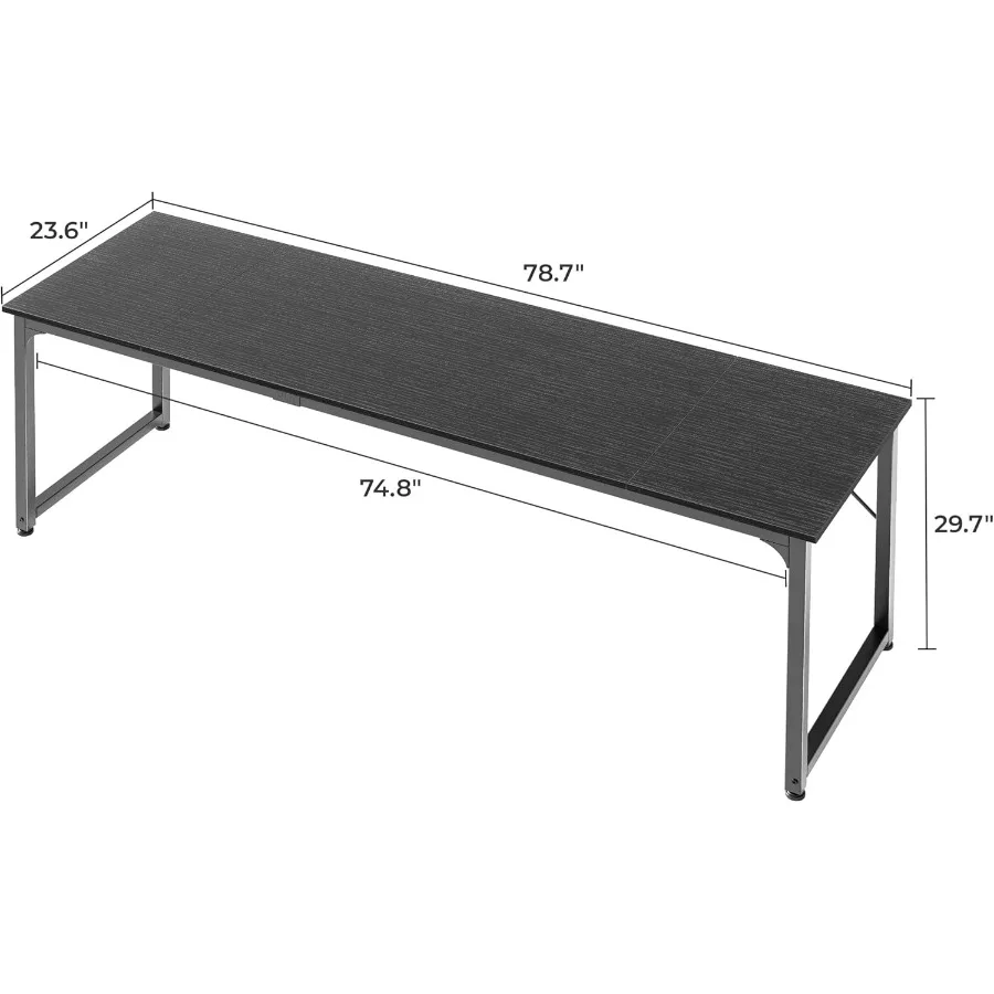 مكتب كمبيوتر 80 بوصة للمكتب المنزلي والدراسة، مكتب ألعاب كبير مع مساحة تخزين، مكتب عمل طويل وبسيط للكتابة يتميز بواسعة #3