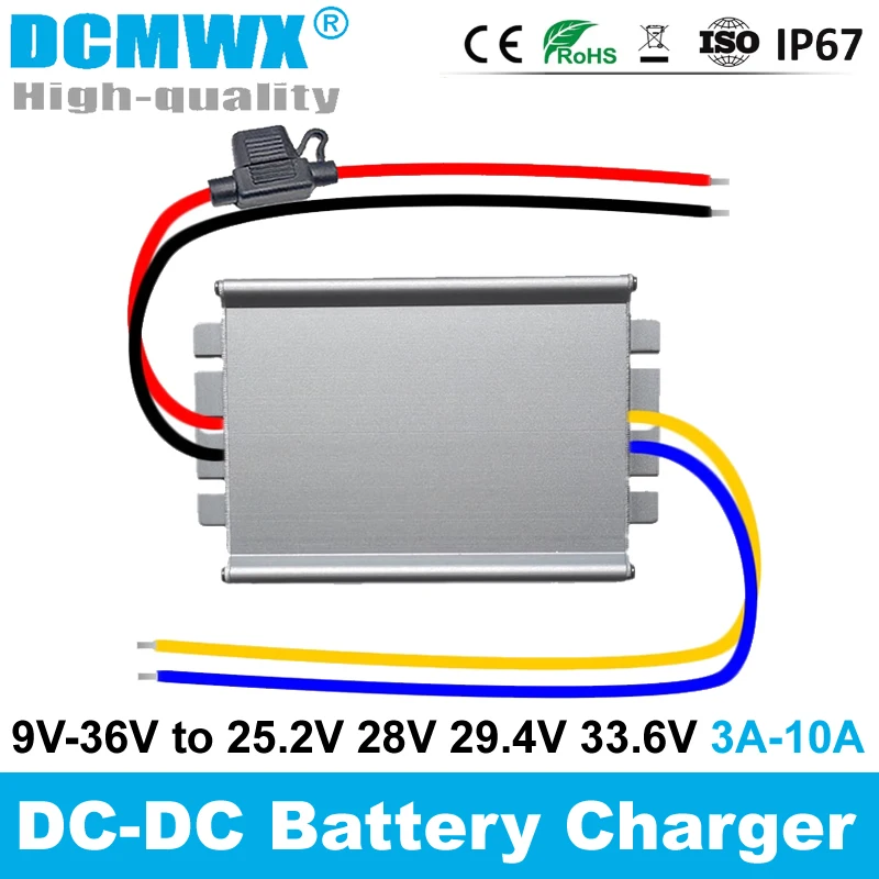

DC-DC 24V Battery Charger 12v 24v to 25.2V 28V 29.4V 33.6V Lead Constant Current 3A 5A 8A 10A 15A 20A CC CV Battery Charger