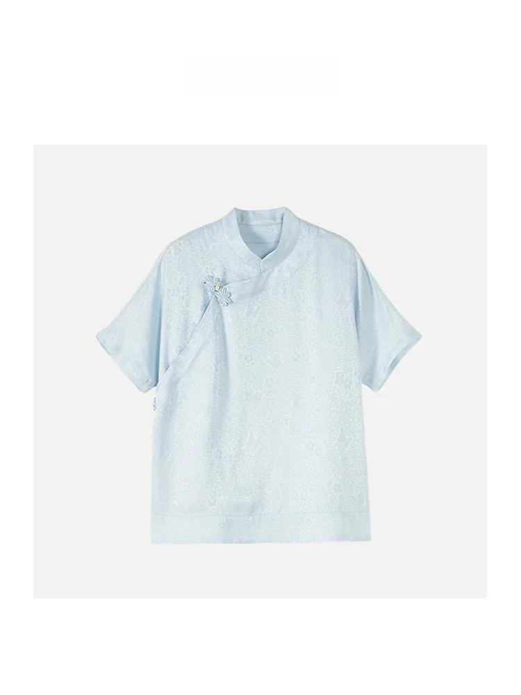 

JINGJING 2024 Spring Summer 'Yun eng' 00 Silk Skin-friendly Comfortable New Chinese Sle ort Sve Women's irt