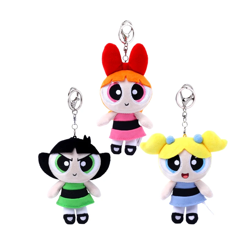 

Fun and Vibrant 12cm Cute Classic Powerpuff Girls Plush Keychain Blossom Bubbles Buttercup - Perfect for Backpacks and Keys