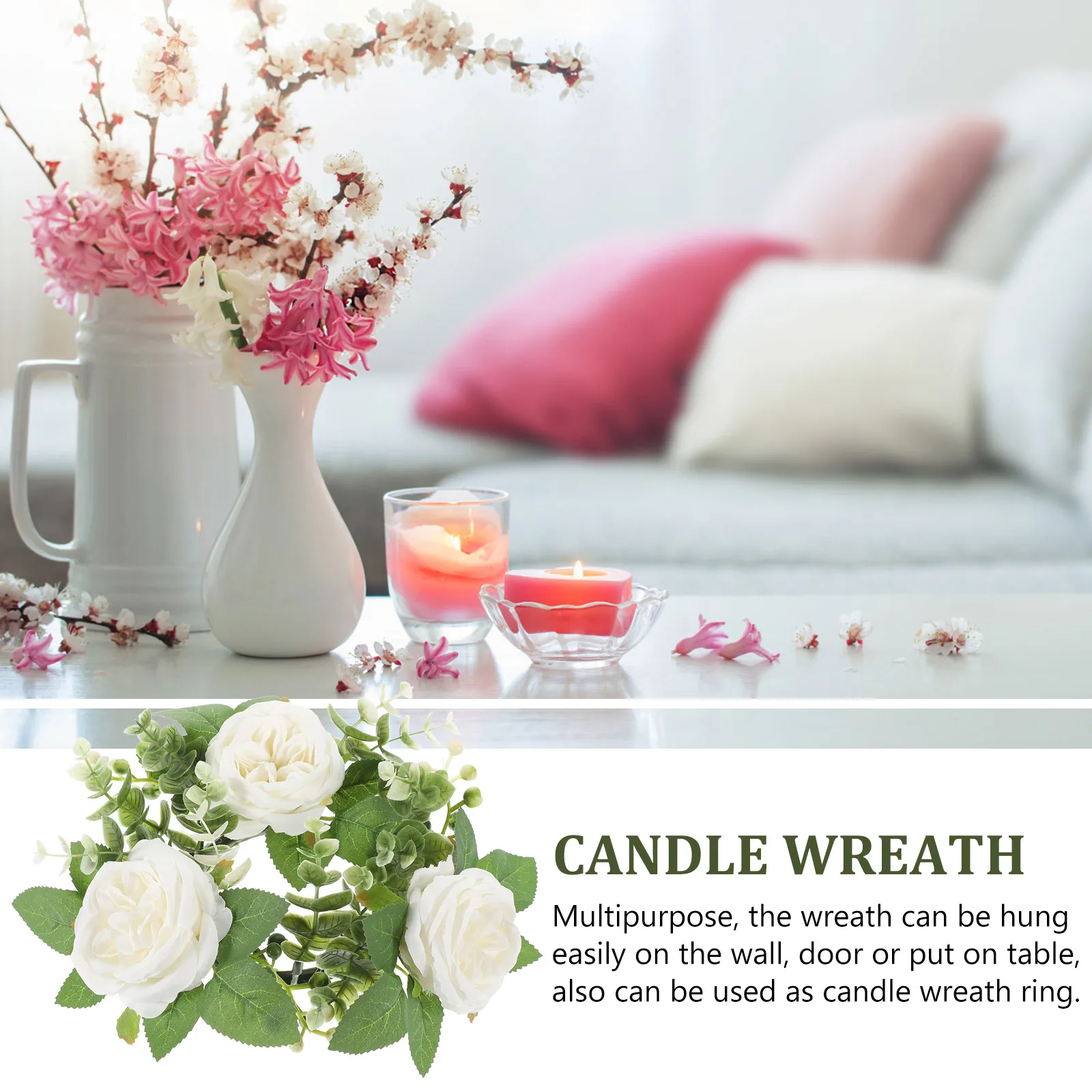 

Dark Red Artificial Rose Wreath for Home Decor Wedding Party Table Pillars Floral Leaf Christmas Thanksgiving Valentine