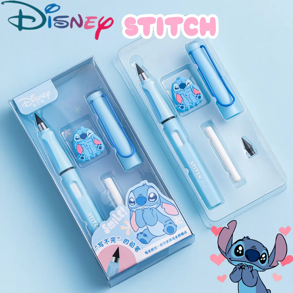 

New Disney Cartoon Stitch Eternal Pencil with Eraser Lotso Judy Unlimited Writing Pen School Supplies for Students Stationery