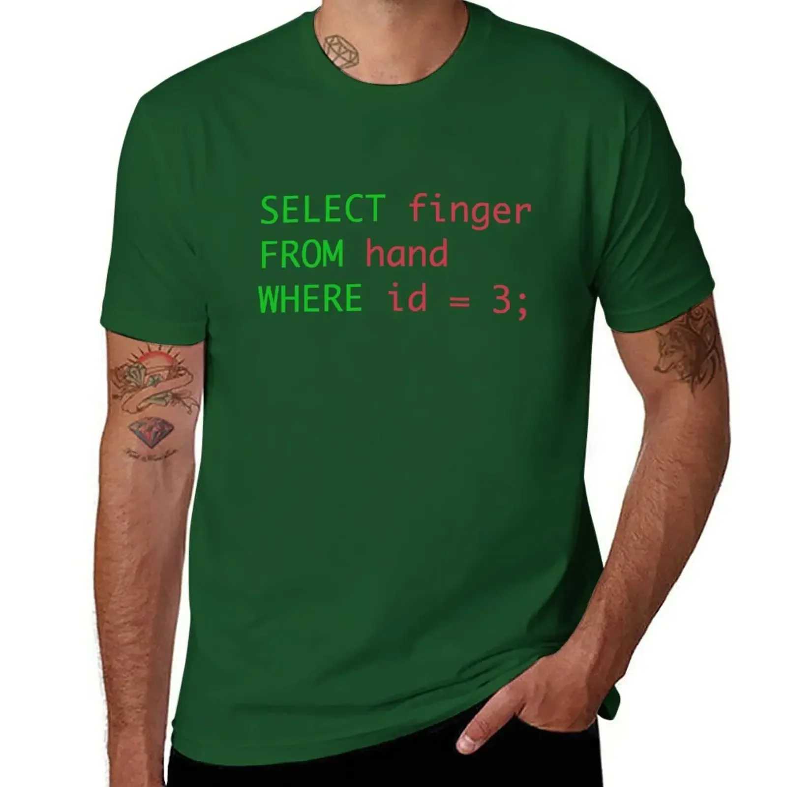 T-Shirt cute tops man clothes for men New SQL query humor select finger from hand where vintaget Outfits heavyweight Sweatshirt