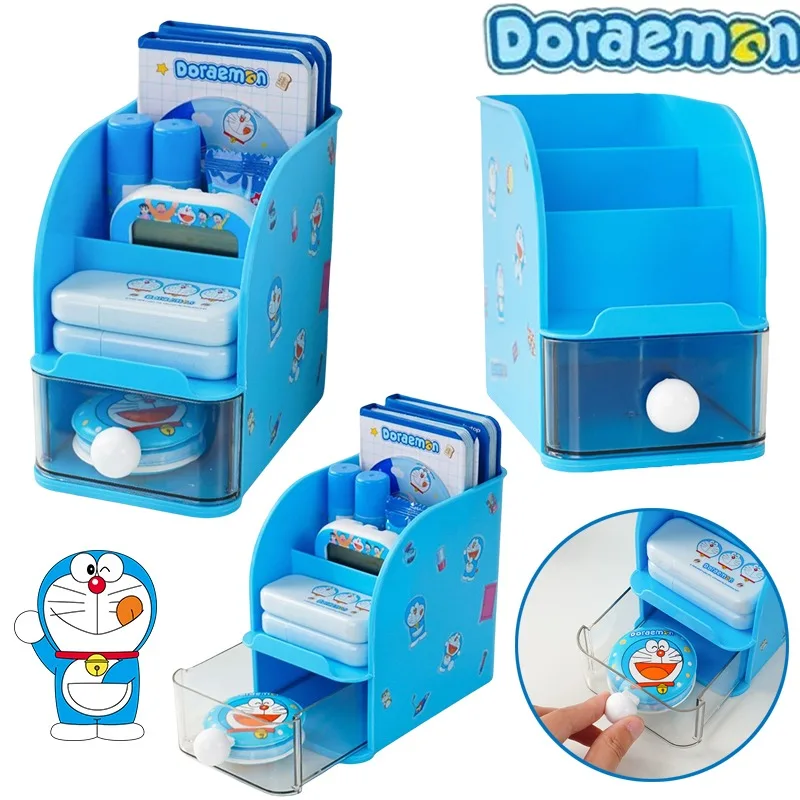 

Doraemon мультфильм настольный органайзер аниме дети Diy большая емкость контейнер для ручек канцелярские принадлежности детский настольный ящик для хранения с выдвижным ящиком