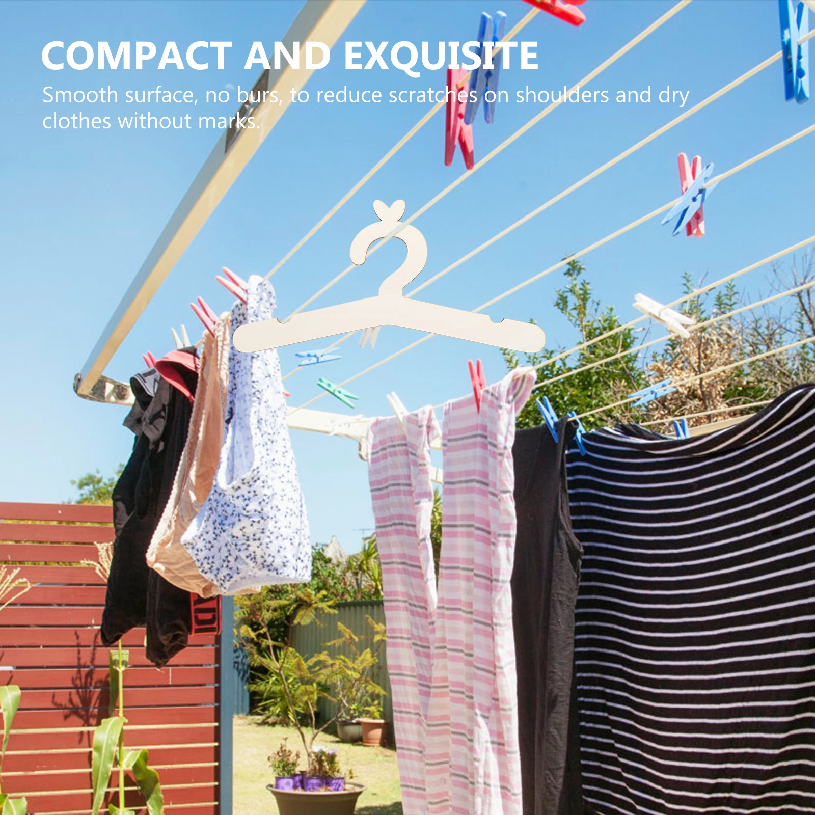 

2pcs Wooden Hangers Baby Home Decor Props Clothing Hanger Ornament Mini Nursery Newborn Children Smooth Compact Storage Display