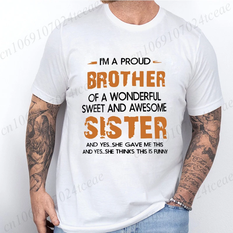 Brother and Sister Printed Tshirt for Men Women Clothing Harajuku Tee Female Streetwear 2000s Harajuku Clothes Y2k Tee Tops
