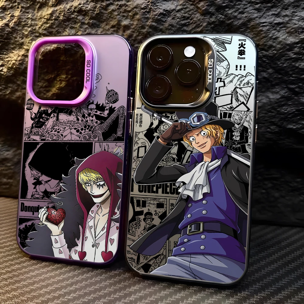O-One Pieces Sabos Phone Case for Samsung Galaxy S26 S25 Edge S24 S23 S22 S21 FE S20 Ultra Plus 5G Colorful Silver Hard Cover