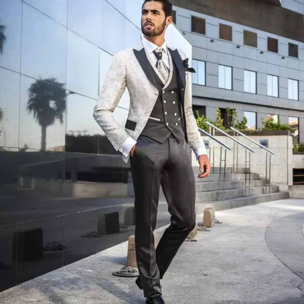 Traje a medida de alta calidad para hombre, traje de novio, esmoquin de boda, tres piezas (chaqueta + chaleco + Pantalones), Blazer Formal para graduación, 2023