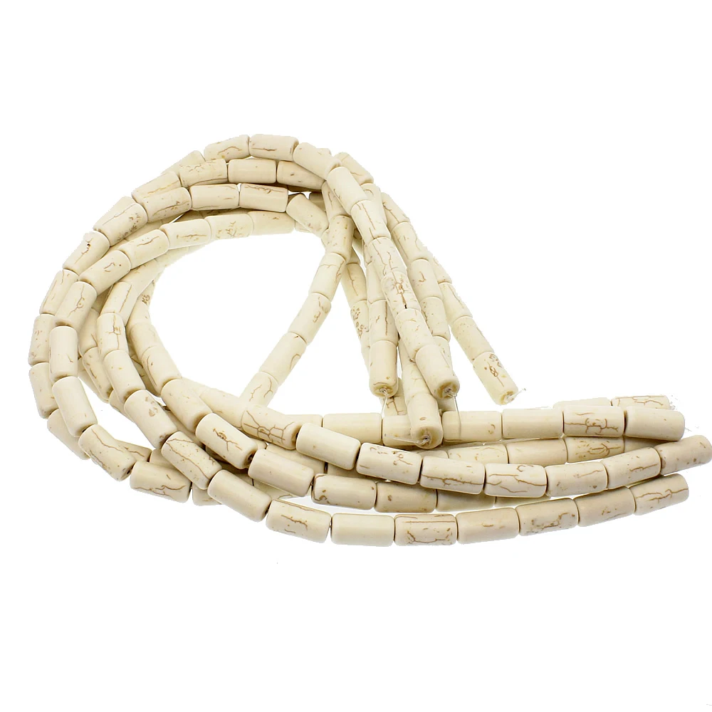 White Howlite Cylindrical Natural Stone Necklace Bead Pine  Round Tube Loose Beads for Making Bracelet Earrings Jewelry