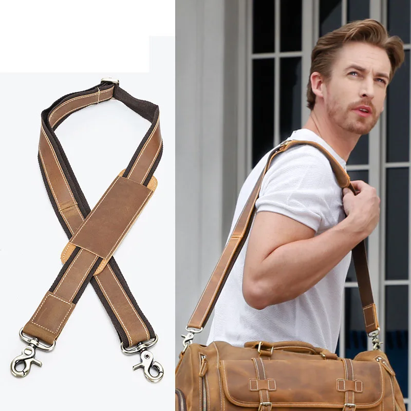 Luufan Genuine Leather Shoulder Strap For Travel Bag Vintage Crazy Horse Leather Adjustable Long Strap For Male Briefase Handbag