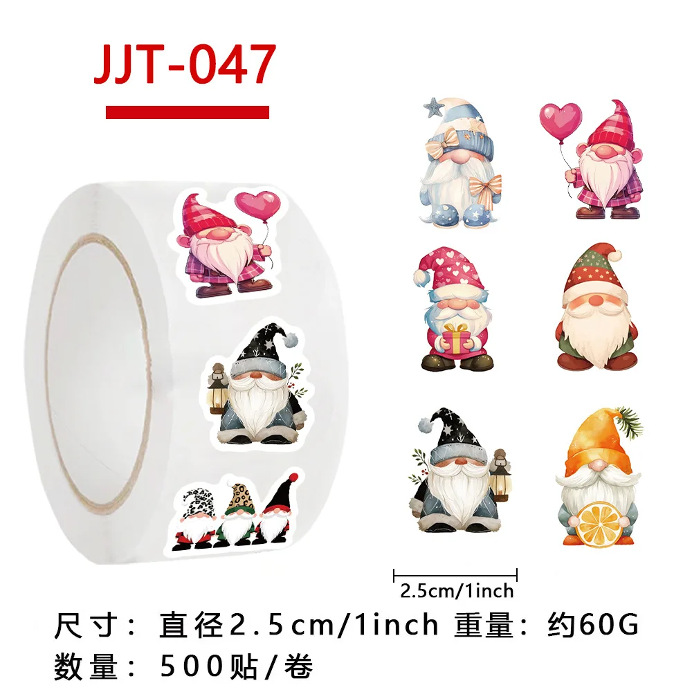 500pcs/Roll Christmas Gnome Dwarf Cartoon Sealing Stickers DIY PVC Laptop Decals Decoration Stiker Reward Gift Toys