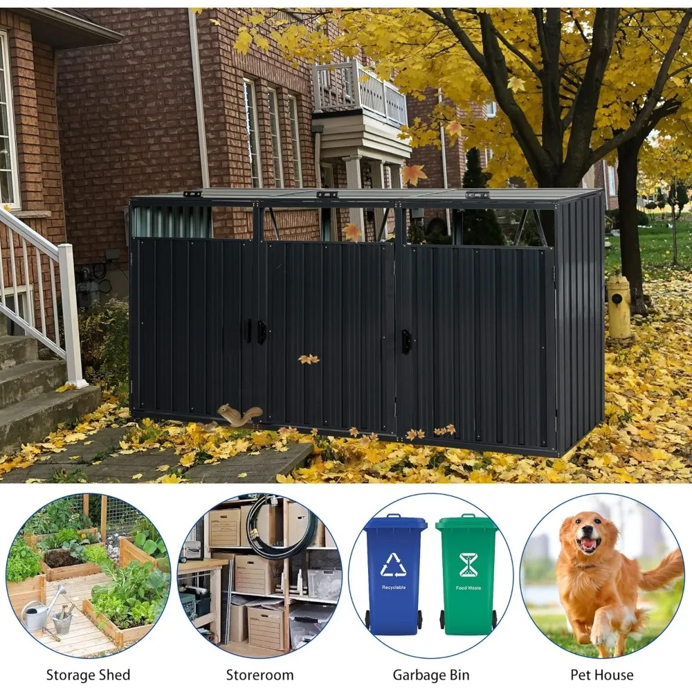 금속 야외 쓰레기통 보관함, 정원 쓰레기통용 아연 도금 강철 보관함