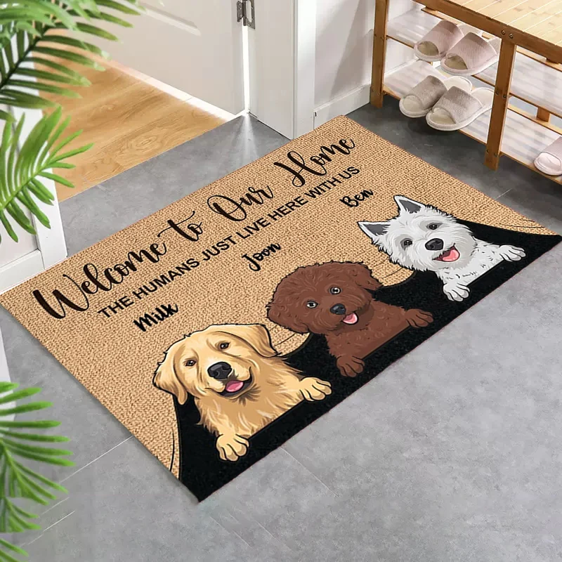 Kitchen Carpet Cute Cat Dog Non-slip Kitchen Mat Anime Rug Living Room Floor Mats Entrance Doormat Custom Home Decoration Rugs