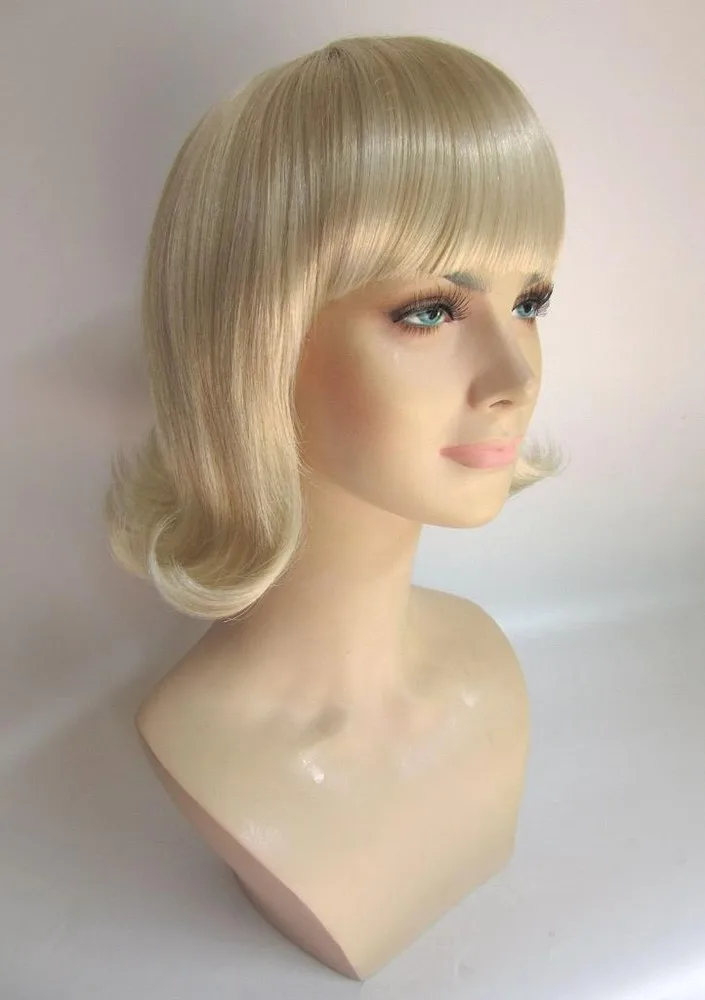 ديلوكس جيد ساندي ساندا D شقراء 1950s فليك بوب المشجع الشحوم زي شعر مستعار