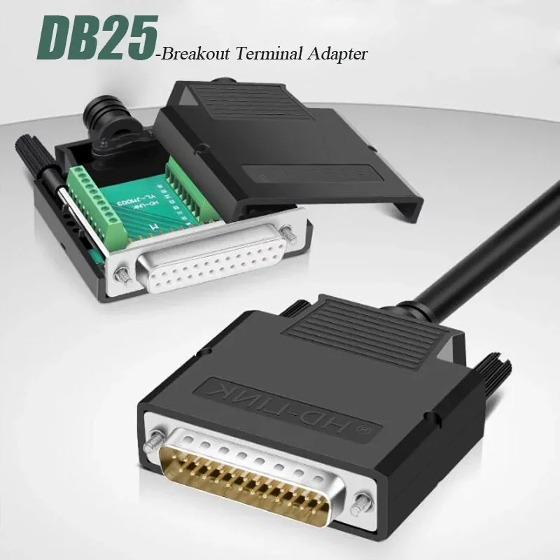 2-row DB25 Male Female Solderless Connector D-sub 25Pin Serial Port Plug Industrial Wire Parallel Port Breakout Terminal Adapter