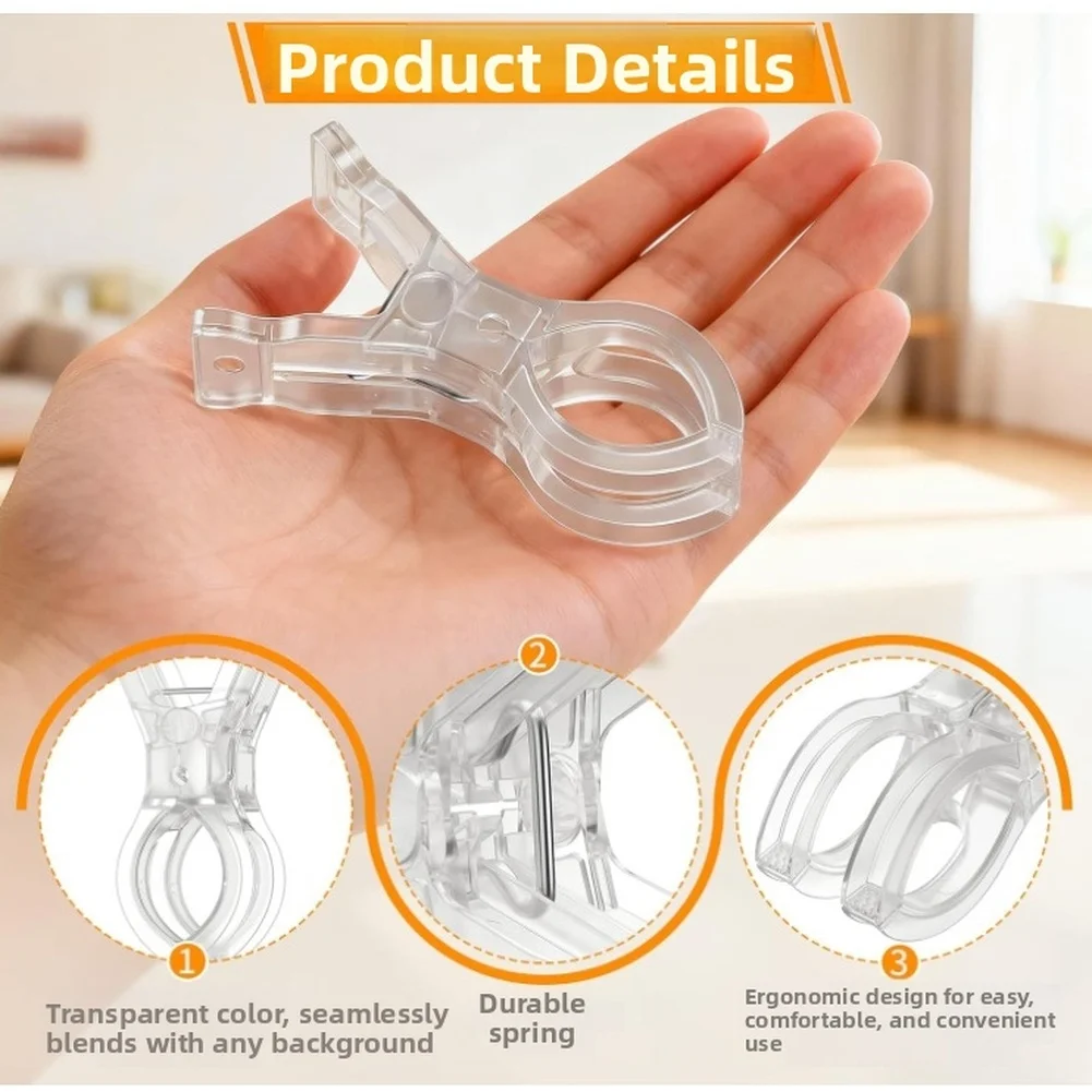 Spring-Driven Clear Clips for Drying For Underwear Trousers and Supporting Light Materials in Home and Travel Settings